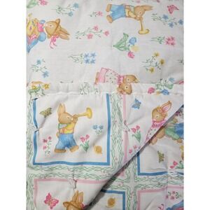 Vintage Bunny Peter Rabbit Storybook Quilted Baby Blanket Nursery Decor 44x60